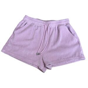 Forever 21 Lavender Purple Soft Velour Textured  Drawstring Pocket Shorts Large